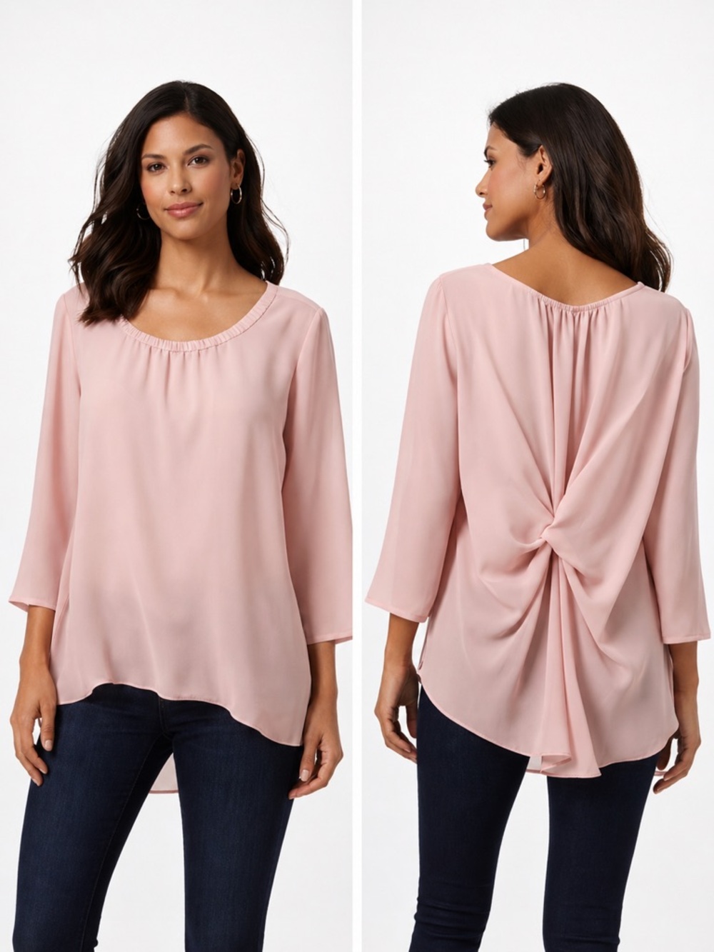 Cato Blush Pink Chiffon Twist Back Blouse XL